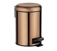 WENKO Poubelle cosmétique à pédale Leman cuivre métallique | Anti trace | 3 litres | Petite poubelle pour salle de bain avec support à sacs poubelle intégré | Acier vernis, finition mat | 17x25x22,5cm