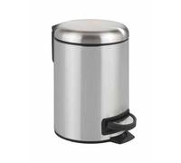 Wenko Poubelle à pédale Leman – Inox mat, anti-trace, 3 L, support sacs poubelle intégré – Argent