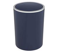 WENKO Poubelle avec couvercle basculant Inca, contenance 5 litres, pour WC invités, salle de bain, en plastique sans BPA, Ø 18,5 x 25,5 cm, bleu foncé