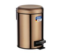 WENKO Poubelle cosmétique à pédale Leman cuivre métallique | Anti trace | 3 litres | Petite poubelle pour salle de bain avec support à sacs poubelle intégré | Acier vernis, finition mat | 17x25x22,5cm