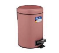 WENKO Poubelle cosmétique à pédale Leman rose ancien, contenance 3 litres, petite poubelle pour salle de bain avec support à sacs poubelle intégré, en acier vernis, finition mate, 17 x 25 x 22,5 cm