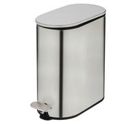 WENKO Poubelle cosmétique Mod Collungo Poubelle à pédale 5 l Acier inoxydable satiné avec système de fermeture automatique Easy-Close Revêtement anti-traces de doigts 14 x 28,5 x 29,5 cm