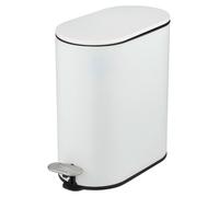 WENKO Poubelle cosmétique Mod Collungo poubelle à pédale blanche 5 litres système d'abaissement automatique en métal acier plastique 14 x 28,5 x 29,5 cm blanc noir
