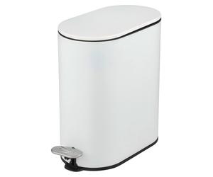 WENKO Poubelle cosmétique Mod Collungo poubelle à pédale blanche 5 litres système d'abaissement automatique en métal acier plastique 14 x 28,5 x 29,5 cm blanc noir