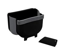 WENKO Poubelle de porte Fago 5 litres, collecteur de déchets à suspendre Black Outdoor Kitchen, racleur inclus, fixation sans perçage sur porte d'armoire ou tiroir, pliable, 25,5 x 18 cm x 18 cm, noir