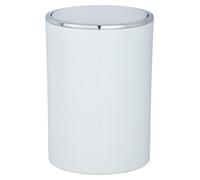 WENKO Poubelle de salle de bain avec couvercle basculant Inca blanc 5L | Poubelle Déchets Cosmétiques Salle de bain Cuisines WC invités