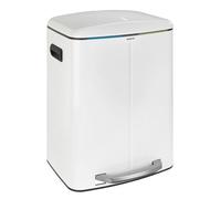 WENKO Poubelle Easy Close Primo blanc - Poubelle avec système d'abaissement automatique, Acier, 45 x 60 x 42 cm, Blanc