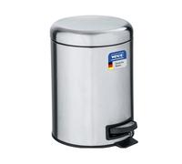 WENKO Poubelle Salle de Bain à pédale Leman, Petite Poubelle de qualité supérieure, capacité 5 litres, Poubelle avec Porte-Sac Poubelle intégré, en Acier Inoxydable, 21 x 24 x 28 cm, Mat