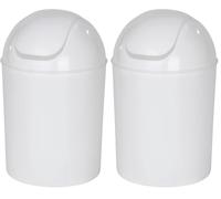 Wenko Poubelle Salle de Bain Economic Blanc, Petite Poubelle Salle de Bain 6L, 20x30x20 cm (Lot de 2)