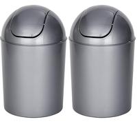 Wenko Poubelle Salle de Bain Economic, Gris, Petite Poubelle Salle de Bain 6L, 20 x 30 x 20 cm (Lot de 2)