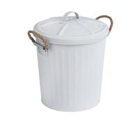WENKO Seau à cosmétiques 6 L Poubelle Papier Corbeille GARA Blanc RETRO Salle de bains Cuisine WC