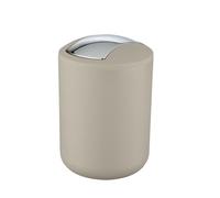 WENKO Poubelle Salle de Bain, Mini Poubelle Salle de Bain 2L, 14x21x14 cm, Taupe