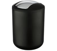 WENKO Poubelle Salle de Bain, Mini Poubelle Salle de Bain, couvercle basculant, Brasil S, capacité 2L, plastique PET, Noir