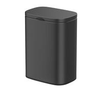 WENKO Poubelle Sare murale | 5 litres | Fermeture automatique | Montage Sans Perçage TURBOLOC® ou vis | Seau intérieur amovible inclus | Compacte et Élégante | 21,5x29,5x19cm | Inox noir mat