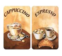 WENKO Protection plaque de cuisson "Café" en verre trempé | Pour toute plaque | Couvre plaque de cuisson, planche à découper, extension plan de travail | Lot de 2 | 52x30cm | Multicolore