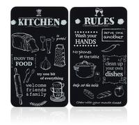 WENKO Protection Plaque de Cuisson - Lot de 2 Couvre plaque de cuisson en Verre Trempé - Gazinière - Motif Kitchen Rules - 30x52 cm
