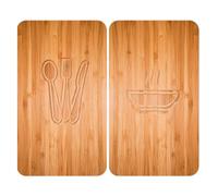 WENKO Protection plaque de cuisson "Lunch" en verre trempé | Pour toute plaque | Couvre plaque de cuisson, planche à découper, extension plan de travail | Lot de 2 | 52x30cm | Multicolore