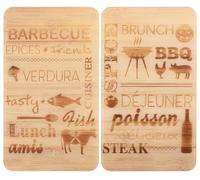WENKO Protection Plaque de Cuisson Motif Barbecue | Lot de 2 Couvre plaque induction en Verre Trempé | Cuisinière Gaz | 30x52 cm