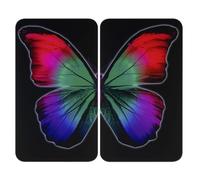 WENKO Protection plaque de cuisson "Papillons Nocturnes" en verre trempé | Pour toute plaque | Couvre plaque cuisson, planche à découper, extension plan de travail | Lot de 2 | 52x30cm | Multicolore