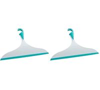 WENKO Raclette de Douche, raclette Salle de Bain, avec Crochet de Suspension, XL, L34 cm, Loano, Turquoise (Lot de 2)