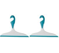 WENKO Raclette pour Salle de Bains Loano Bleu Clair - pour la Baignoire et la Douche, Plastique (TPR), 23 x 17 x 2.5 cm, Bleu Clair (Lot de 2)