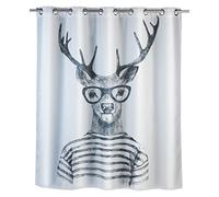 Wenko Rideau de douche Anti-moisissure Flex Mr Deer polyester antibactérien lavable 180x200 cm blanc
