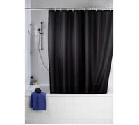 Wenko – Rideau de douche PLAIN 20043100 – 180 x 200 cm Polyester Noir, antimoisissure, base lestée