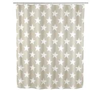 WENKO Rideau de Douche Anti-moisissure Stella Taupe - Antibactérien, Lavable, avec 12 Anneaux pour Rideau de Douche, Polyester, 180 x 200 cm, Taupe