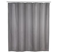 WENKO Rideau de Douche antimoisissure | Revêtement antibactérien et Hydrofuge | Base lestée | Lavable en Machine 30° | Anneaux Rideau de Douche Inclus | Polyester | 180x200 cm | Gris