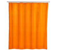 WENKO Rideau de douche baignoire anti-moisissure orange 180x200 cm, anneaux inclus