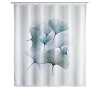 WENKO Rideau de Douche Ginkgo Anti-moisissure - Lavable, Hydrofuge avec 12 Anneaux pour Rideau de Douche, Polyester, 180 x 200 cm, Multicolore