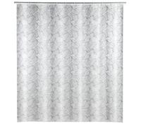 WENKO Rideau de douche Samoa, à base film plastique écologique et recyclable (PEVA), pour la baignoire, étanche l'eau, 180 x 200 cm, 12 anneaux blancs inclus, noir/blanc, 25232100