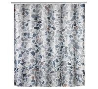WENKO Rideau de Douche Terrazzo - Lavable, Hydrofuge avec 12 Anneaux pour Rideau de Douche, Polyester, 180 x 200 cm, Multicolore