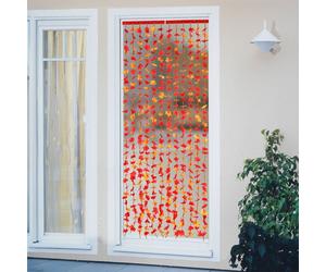 WENKO Rideau de Porte Plante artificielle | Protection insectes et Brise Vue | Bande adhésive | Feuille Automne | Rouge | 90x190cm