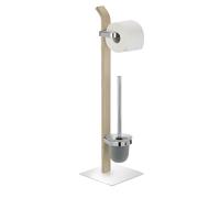 WENKO Combiné WC 2en1 Brosse WC et dérouleur Papier Toilette, Samona Nature, Bois - chromé, 20x71,5x20 cm