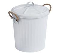 WENKO Seau à cosmétiques 6 L Poubelle Papier Corbeille GARA Blanc RETRO Salle de bains Cuisine WC