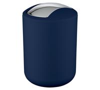 WENKO Seau à cosmétiques Brasil bleu foncé 2 L couvercle basculant poubelle salle de bain cuisine