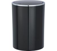 WENKO Seau à cosmétiques Inca black 5 L couvercle basculant poubelle salle de bain cuisine WC visiteurs