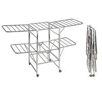 WENKO Séchoir à Linge, étendoir à Linge, intérieur et extérieur, à roulettes, Mobil en Acier INOX