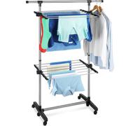 WENKO Séchoir à linge Peu encombrant Roulettes Extensible Mobile Séchoir à linge Séchoir à linge