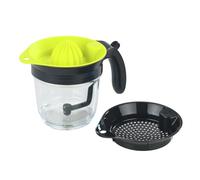 WENKO Séparateur de graisse, presse-agrumes et verre doseur 3 en 1, pot séparateur de graisse pour sauces et soupes avec échelle graduée, presse-citron inclus, plastique, 1 L