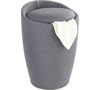 WENKO Siège de bain Tabouret CANDY 20L WC Meuble Linge Collecteur Sac Aspect lin