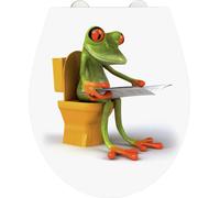 WENKO Siège WC Couvercle WC FROG NEWS Abaissement automatique Grenouille Salle de bain Acrylique