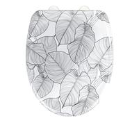 WENKO Siège WC Samoa, de toilette design en duroplast qualité avec système fermeture facileantibactérien anti-rayure, 38 x 45 cm, blanc/gris 25505100 Multicolore