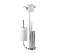 WENKO Stand WC-Porte brosse Universalo Chrom | Set WC avec porte-brosse et porte-papier toilette | Distributeur papier toilette avec rouleau de rechange | Métal 23 x 62,5 x 20 cm Argent brillant
