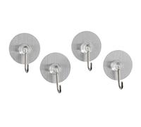 WENKO Static-Loc® Crochet du Nickel Osimo Set de 4, Set de 4, Fixer sans percer, Plastique (Pet), 3.8 x 2.1 x 3.8 cm, Chromé