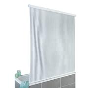 WENKO Store de Douche | Rideau de Douche déroulant | Fixation Plafond | Fixations incluses | Aluminium | Plastique recy t Recyclable PEVA | 132x240x5 cm | Blanc