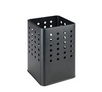 WENKO Support à ustensiles Silio, Support Pratique pour ustensiles de Cuisine en métal thermolaqué aux Formes Modernes, angulaires à Motif perforé, (l x h x p) : 11,5 x 16,5 x 11,5 cm, Noir Mat