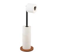 WENKO Support de Papier Toilette 2 en 1 modèle Serro, Plaque de Base en Bambou, Rangement jusqu'à 4 Rouleaux de Papier Toilette, Noir
