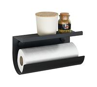 WENKO Support essuie-Tout Jet | Porte-Rouleau Cuisine sans perçage en métal Noir | Rangement Mural Pratique pour Organiser Votre Cuisine | DIM (l x h x p) 30 x 15 x 12 cm | Noir